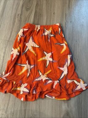 Orange Floral Ruffle Hem Skirt